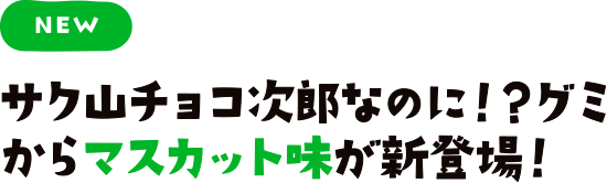 NEW! サク山チョコ次郎なのに!?グミからマスカット味が新登場!
